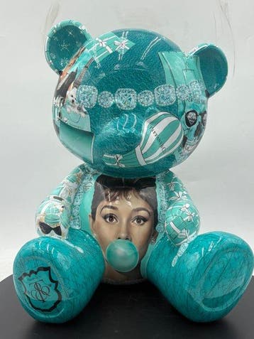 Naor - Sculpture, Teddy Royal Tiffany - 40 cm - Résine -
