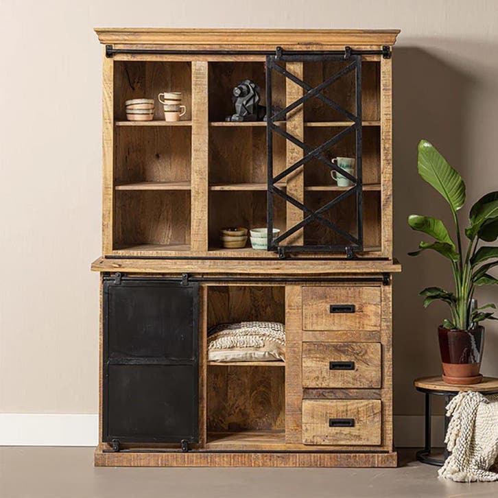 Buffetkast Mangohout Milan 140 X, Huis en Inrichting, Kasten | Buffetkasten, Nieuw, Overige houtsoorten, Verzenden