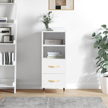 vidaXL Dressoir 34,5x34x90 cm bewerkt hout hoogglans wit, Verzenden