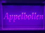 Appelbollen appel flappen neon bord lamp LED verlichting rec, Huis en Inrichting, Verzenden, Nieuw