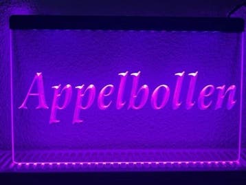 Appelbollen appel flappen neon bord lamp LED verlichting rec, Verzenden