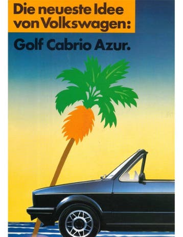 1985 VOLKSWAGEN GOLF CABRIOLET AZUR BROCHURE DUITS, Nieuw