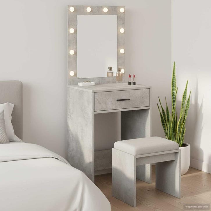 vidaXL Kaptafel Beton Grijs 50 x 41 x 135 cm Bewerkt hout, Huis en Inrichting, Tafels | Kaptafels, Nieuw, Verzenden