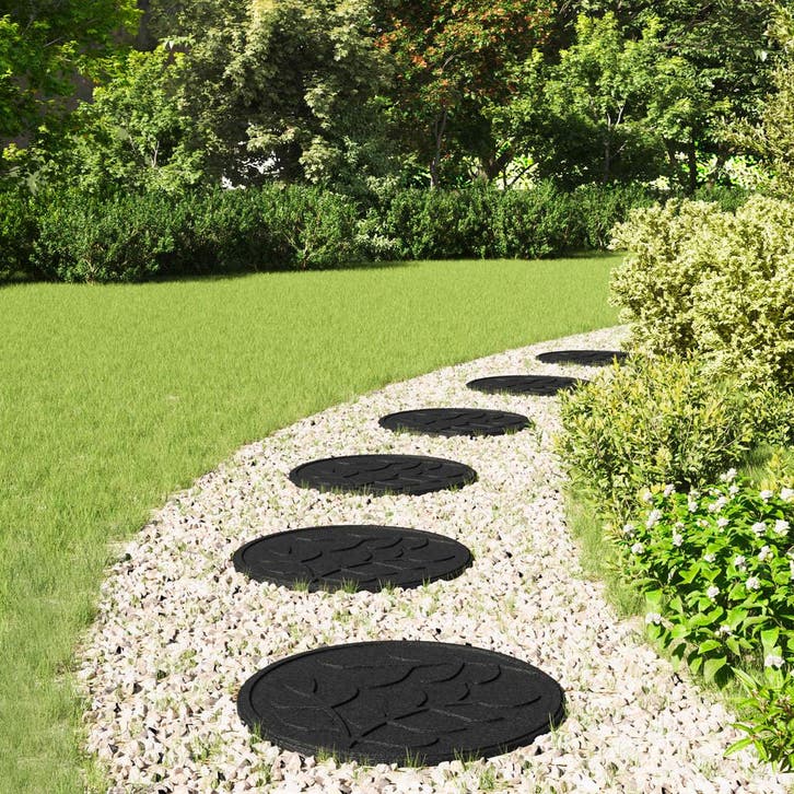 vidaXL Stapsteen 6 pcs Zwart Ø 44 x 2 cm Rubber, Tuin en Terras, Tegels en Klinkers, Nieuw, Verzenden