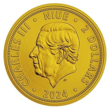 Niue. 2 Dollars 2024 1 oz Niue Czech Flag Lion Stand 24k