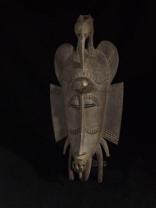 Afrikaanse ceremoniële masker met vogelfiguur – vroeg, Antiquités & Art, Art | Art non-occidental