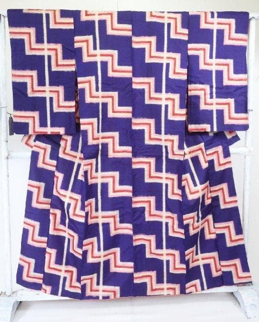 Kimono en soie Meisen Komon ancien, de style Taisho Roman,, Antiquités & Art, Antiquités | Autres Antiquités