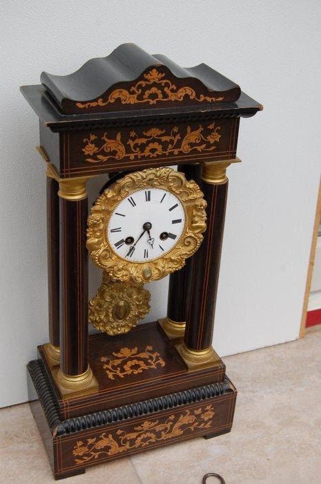 Portico klok - - Verguld brons - 1850-1900, Antiek en Kunst, Antiek | Klokken