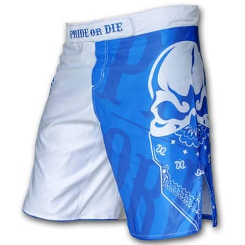 PRIDEorDIE MMA Fightshorts Reckless White Blue, Pride or Die, Vechtsport, Nieuw, Maat 46 (S) of kleiner