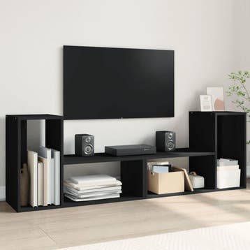 vidaXL Tv-meubelen 2 st 75x30x50 cm bewerkt hout zwart, Verzenden, Nieuw