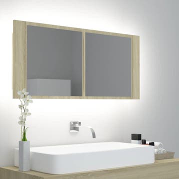 vidaXL Badkamerkast met spiegel LED acryl sonoma, Verzenden, Nieuw