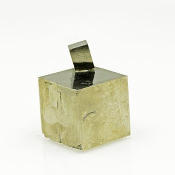 Glanzende samengegroeide pyriet Kubus-Paar - Hoogte: 4.4 cm