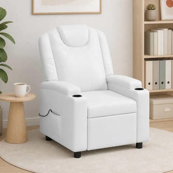 vidaXL Massage-relaxfauteuil Wit 75 x 95 x 106 cm Stof, Huis en Inrichting, Verzenden, Nieuw