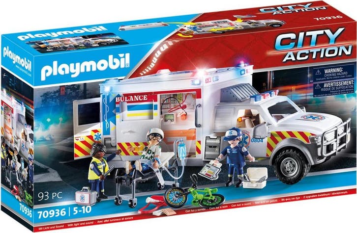 PLAYMOBIL City Action Reddingsvoertuig: US Ambulance - 70936, Kinderen en Baby's, Speelgoed | Overig, Zo goed als nieuw, Verzenden