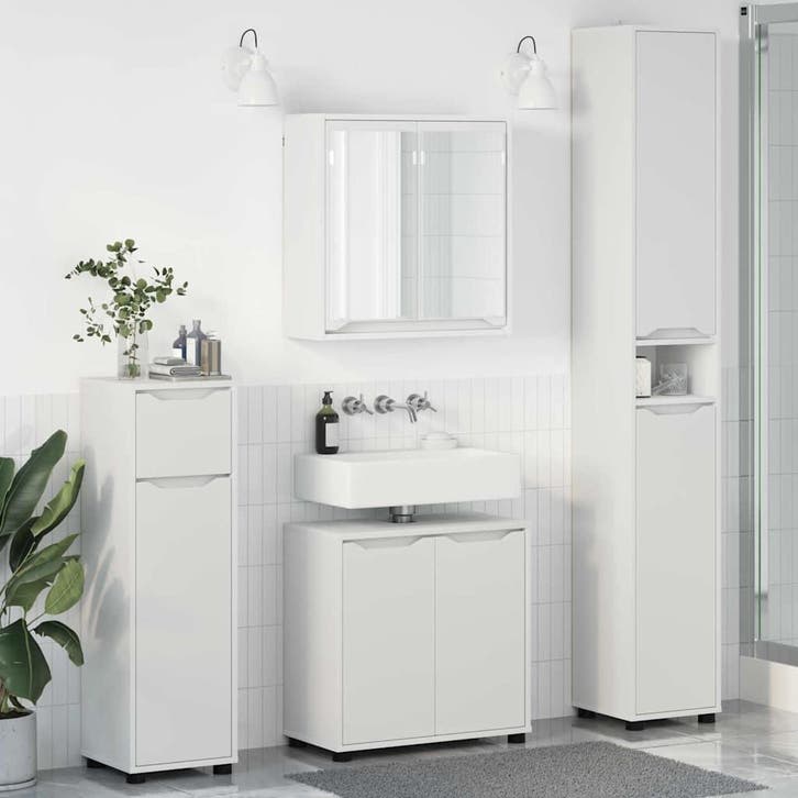 vidaXL Badkamermeubel Set met lade met plank 4 pcs Wit, Huis en Inrichting, Badkamer | Badkamermeubels, Nieuw, Verzenden