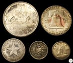 États-Unis, Canada, Pérou. Lot of 5 silver coins, 1875/1966