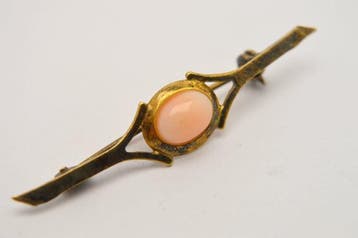 Koraal - Vintage 800-zilver - Angel Skin Pink Coral - Broche