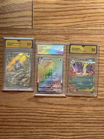 Pokémon - 3 Graded card - Nidoking, Charmilly VMAX 174/165;