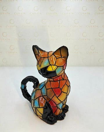 Beeldje - Lotto di 2 articoli. Gatto Decorativo in Vetro