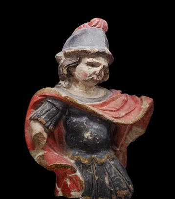 Post-middeleeuws - Veelkleurige kalkstenen sculptuur - Sint, Antiek en Kunst