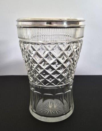 Vaas - antiek kristallen vaas met zilveren montuur, ca. 1915, Antiek en Kunst, Antiek | Zilver en Goud