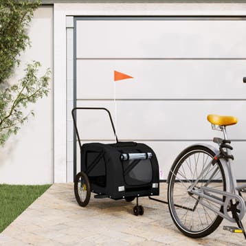 vidaXL Hondenfietstrailer oxford stof en ijzer zwart, Verzenden