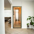 Stalen Binnendeur - Olijfgroen - 5 Vlaks - Helder glas, Minder dan 80 cm, Binnendeur, Nieuw, Metaal