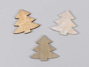 Houten boompjes 3 assort Groen 4 cm 18 stuks, Nieuw