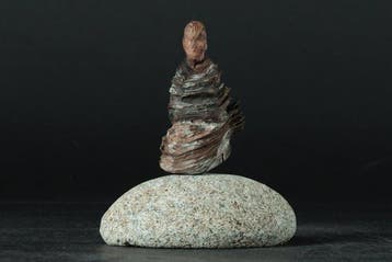 Abstract Seated Figure Sculpture “Za” with Singed Box &