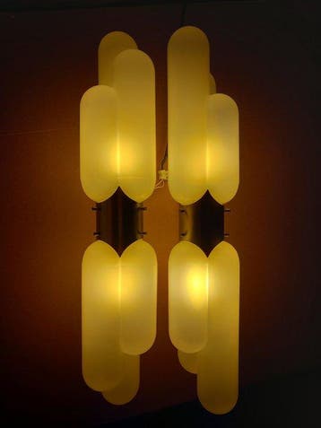 Wandlamp (2) - Torpedo - Glas - Metaal