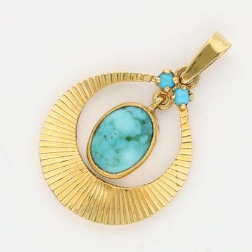 Pendentif - 18 carats Or jaune - turquoise