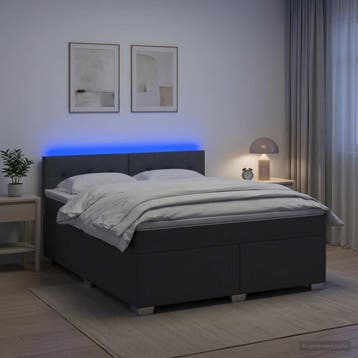 vidaXL Boxspringbed met matras en LED Donkergrijs 140 x 190, Verzenden, Nieuw