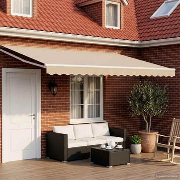 vidaXL Elektrisch Uitschuifbare Zonneluifel Beige en Wit 4 ×, Tuin en Terras, Verzenden, Nieuw