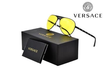 Versace - VE2189 - Made in Italy - Black Metal Aviator, Nieuw