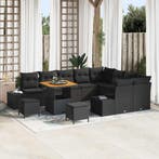 vidaXL Tuinbank Set met kussen met opslag 12 pcs Zwart Poly, Verzenden