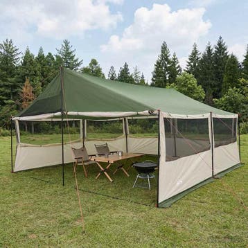 vidaXL Familietent met dak Groen 600 x 400 x 268 cm, Verzenden
