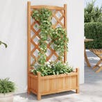 vidaXL Plantenbak met latwerk massief vurenhout bruin, Tuin en Terras, Verzenden, Nieuw
