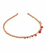 Haarband Diadeem 0,5cm – Facetkralen Gouddraad – Rood