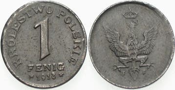 1 Fenig 1918 F Geplantes Koenigreich Polen, Verzenden