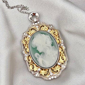 Zonder minimumprijs - Halsketting Zilver Onyx - Agate Cameo, Handtassen en Accessoires, Kettingen, Nieuw