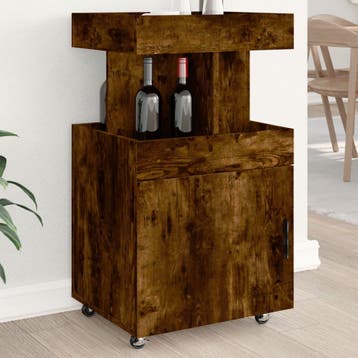 vidaXL Drankkar 50x41x89 cm bewerkt hout gerookt, Verzenden, Nieuw