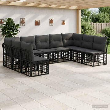 vidaXL Buiten bank set Zwart Polyester, Verzenden, Nieuw