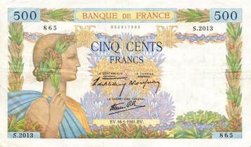 France Frankreich Pick 95 500 Francs La Paix 16/01/1941 T..., Verzenden, België