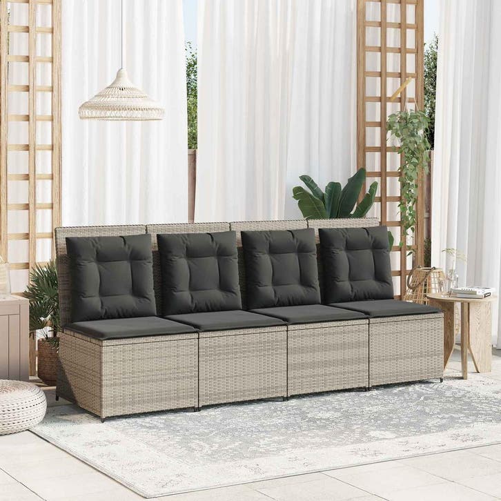 vidaXL Tuin Sofa met kussen Lichtgrijs poly rattan, Jardin & Terrasse, Ensembles de jardin, Envoi