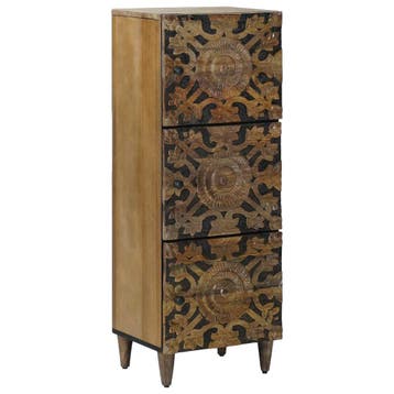 vidaXL Hoge Kast Bruin 40 x 33,5 x 110 cm Massief Mango Hout, Huis en Inrichting, Woonaccessoires | Cd- en Dvd-rekken, Verzenden