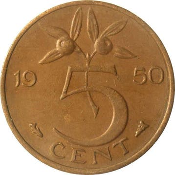 Nederland. Juliana. 5 Cents 1950 t/m 1980 compleet (34