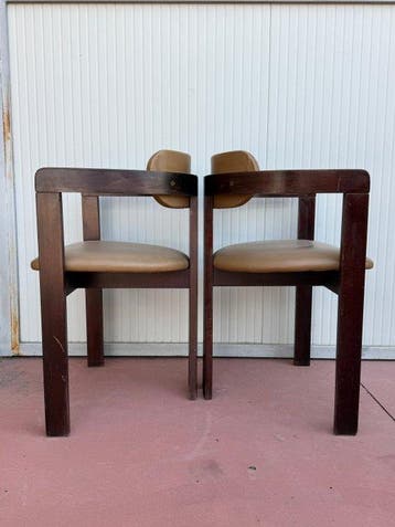 Stoel - kunstleder - Twee vintage stoelen, Antiquités & Art