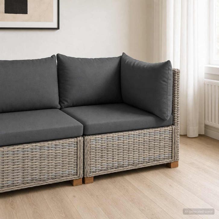 vidaXL Hoeksofa met kussens GENDT Natuurlijk Riet Kubu grijs, Tuin en Terras, Tuinsets en Loungesets, Nieuw, Verzenden