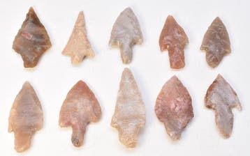 Neolithisch Jasper, Flint 10 pijlpunten AA++ (Zonder