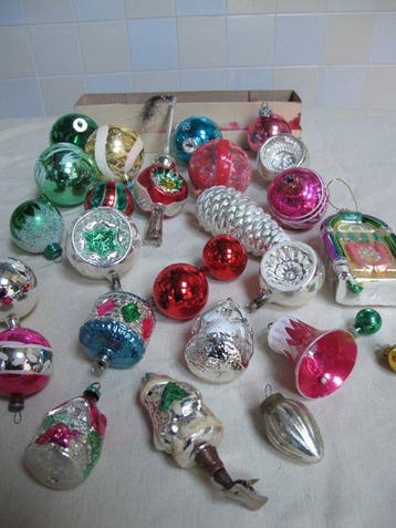 Kerstballen (27) - Zeldzame dubbele deukpiek en glazen, Nieuw